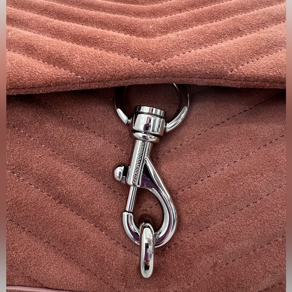 Rebecca Minkoff Edie Flap Quilted Suede Bag Desert Rose NWT - Picture 10 of 13